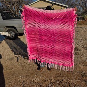 Crochet multi pink blanket